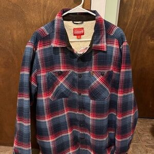 Coleman Red and Blue Plaid Fleece-Lined Jacket